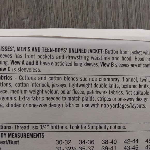 Vintage 90s Jacket Vest Sewing Pattern Size XS-M Unisex Simplicity 9066 - Picture 7 of 11